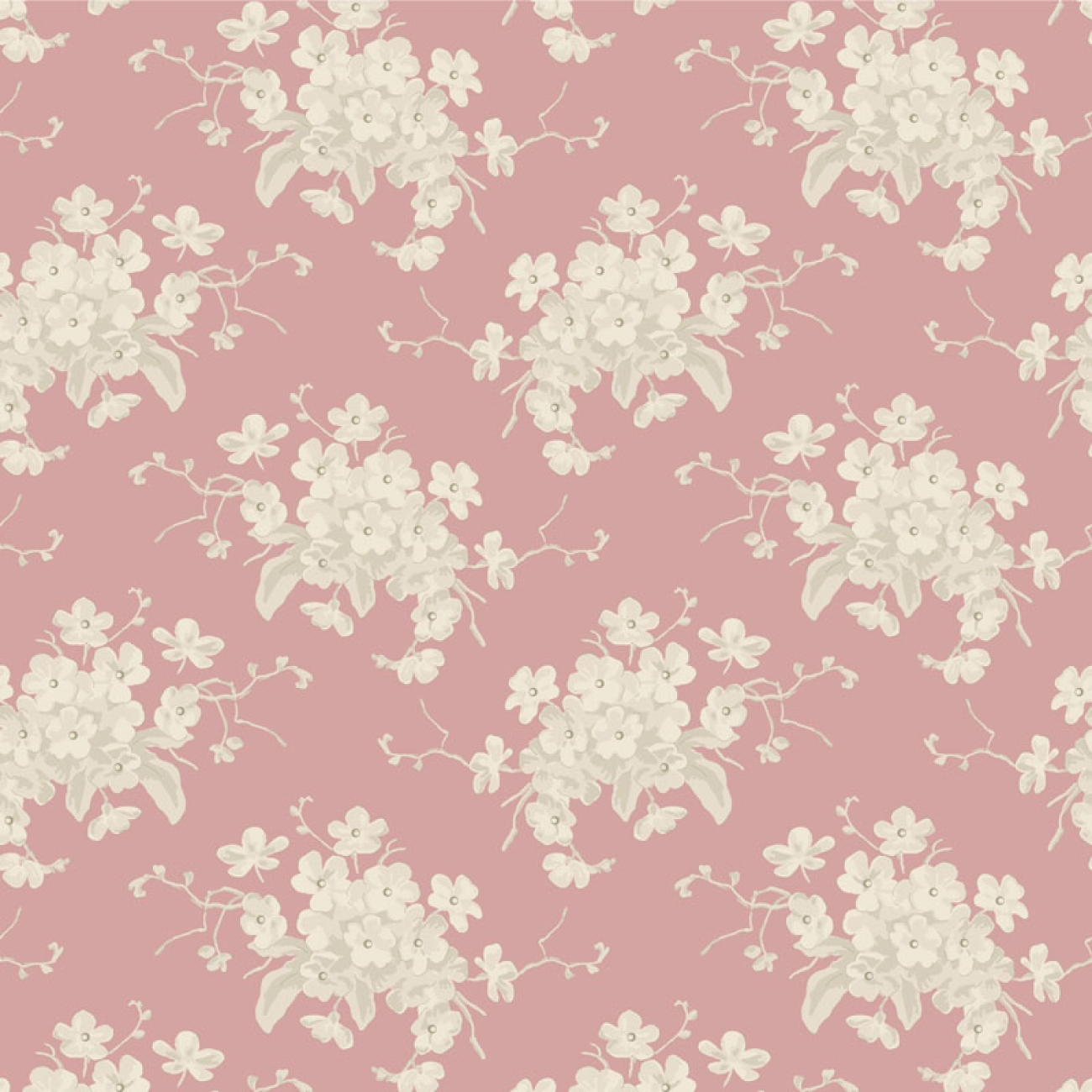Tilda Patchwork Stoff Baumwolle - Sunday Brunch - White Flower Pink